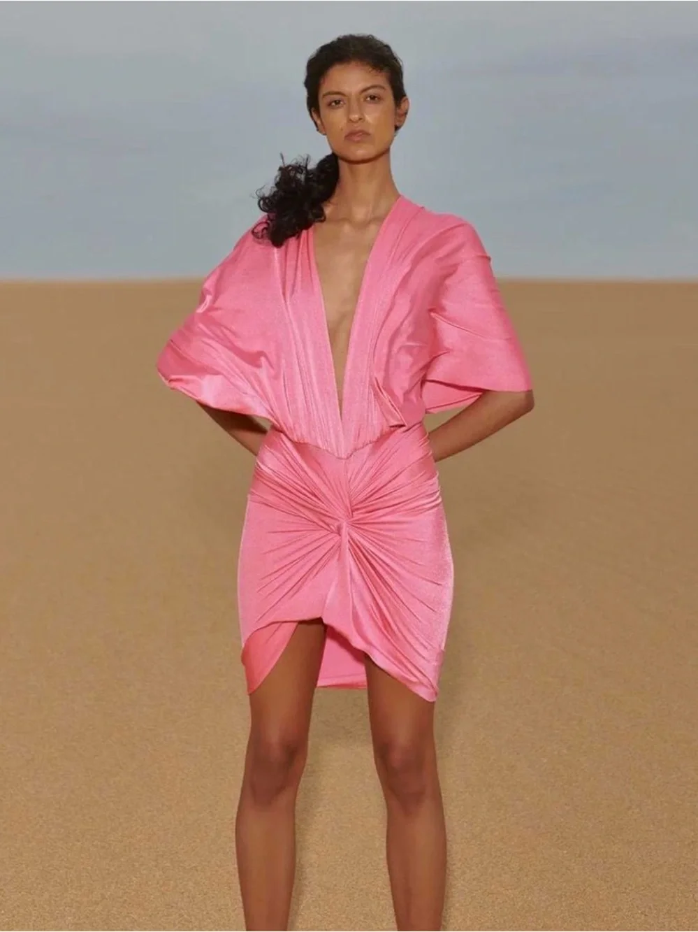 Baobab - Mia mini dress batwing ruched mini coral - Picture 7 of 7